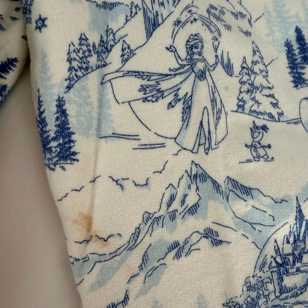 Janie and Jack Cream and Blue Scenic Print Matching Set